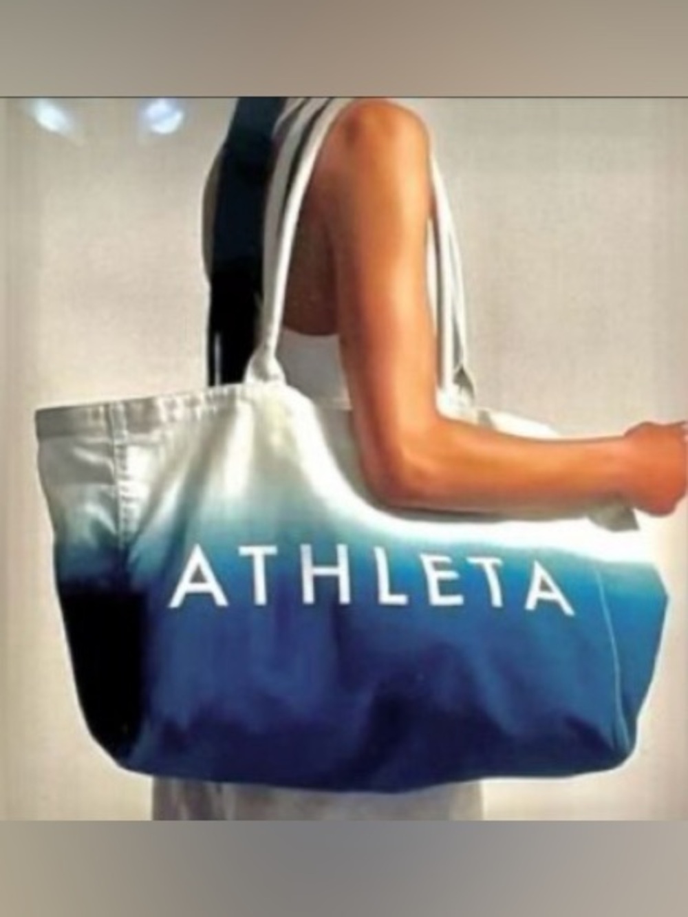Athleta White to Blue Ombre Canvas Tote